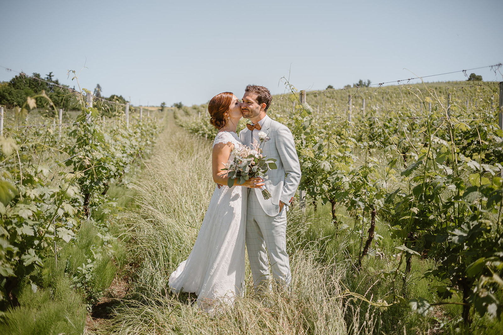 Couple photo in the vineyard of bride and groom