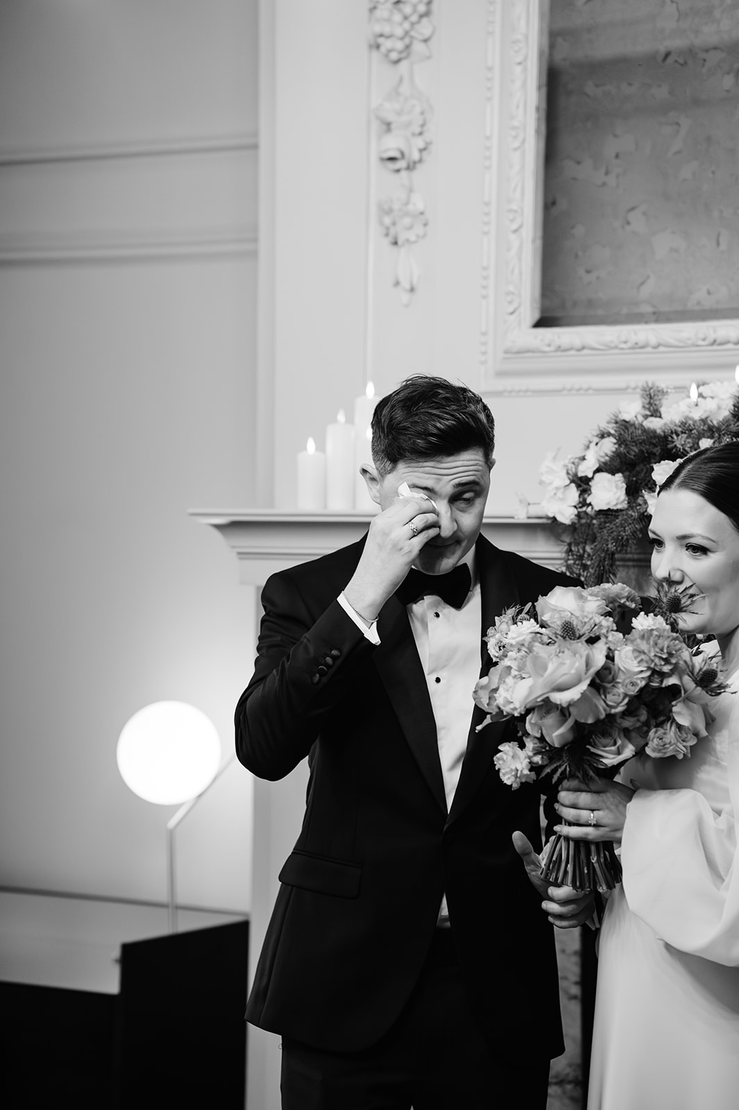 emotional groom during ceremony at Old Marylebone Town Hall