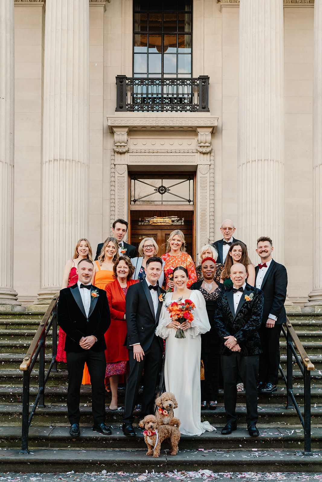 group photo outside Old Marylebone Town Hall | London wedding photographer