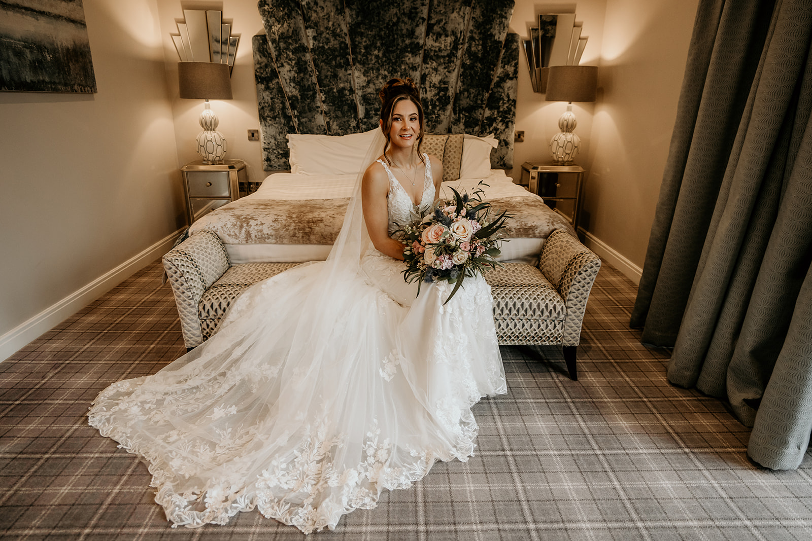 bride in devonshire suite at Peak Edge hotel