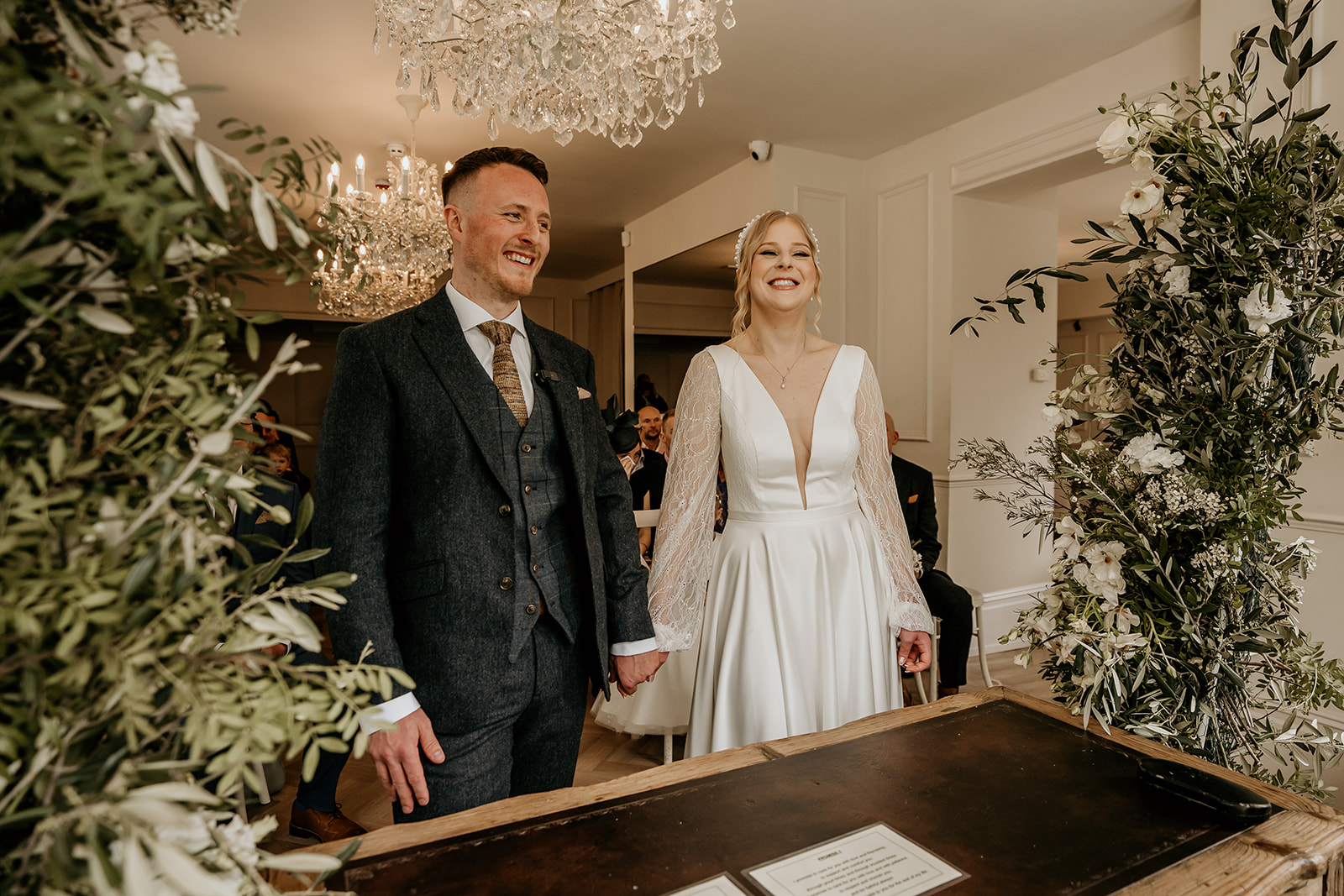 bride and groom at the old vicarage boutique